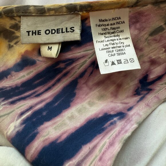 The Odells Womens Tie-Dye Maxi Dress Rayon Beige Multicolor Relaxed Boho Style M - Picture 3 of 5